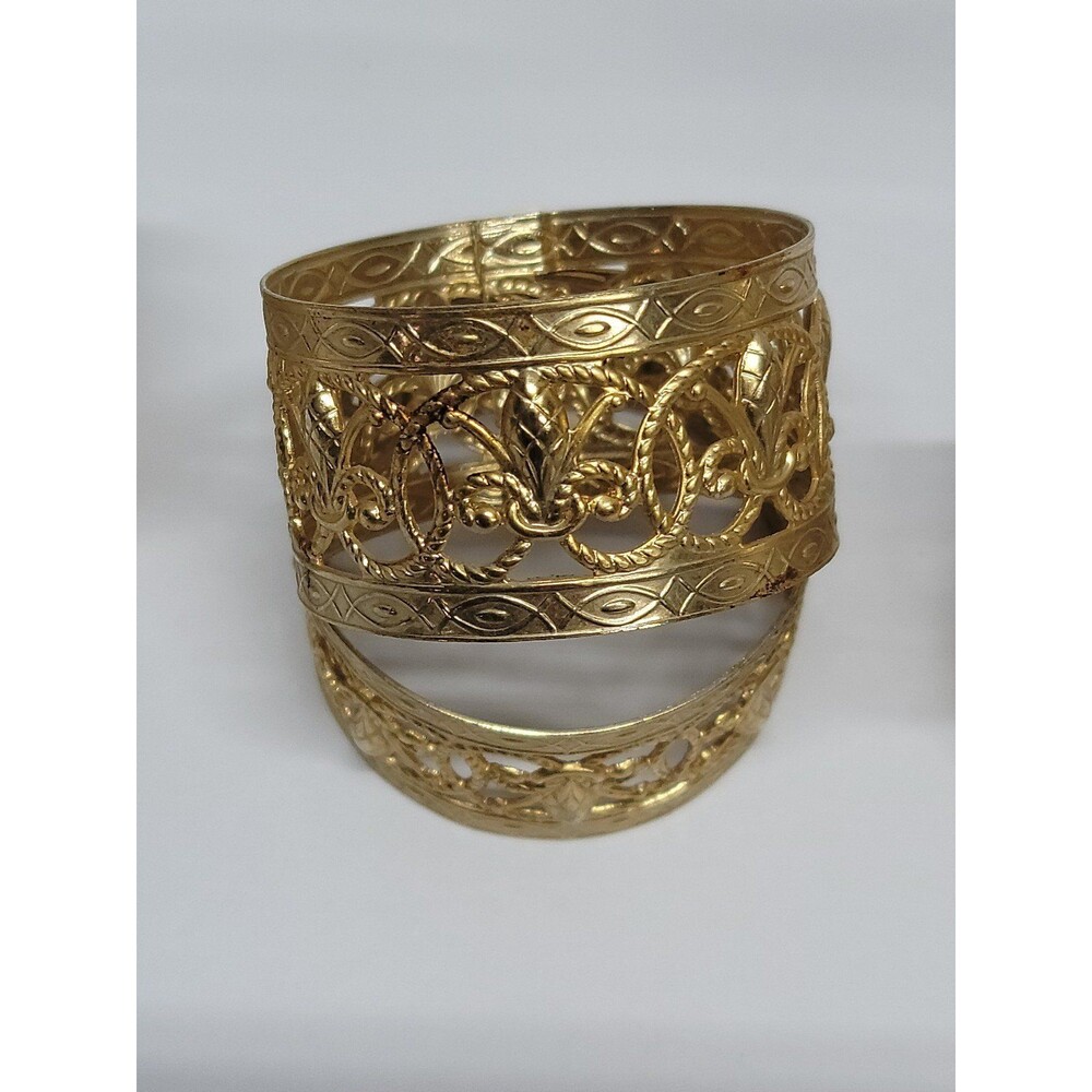 Set Of 6 Brass Filligree Napkin Rings